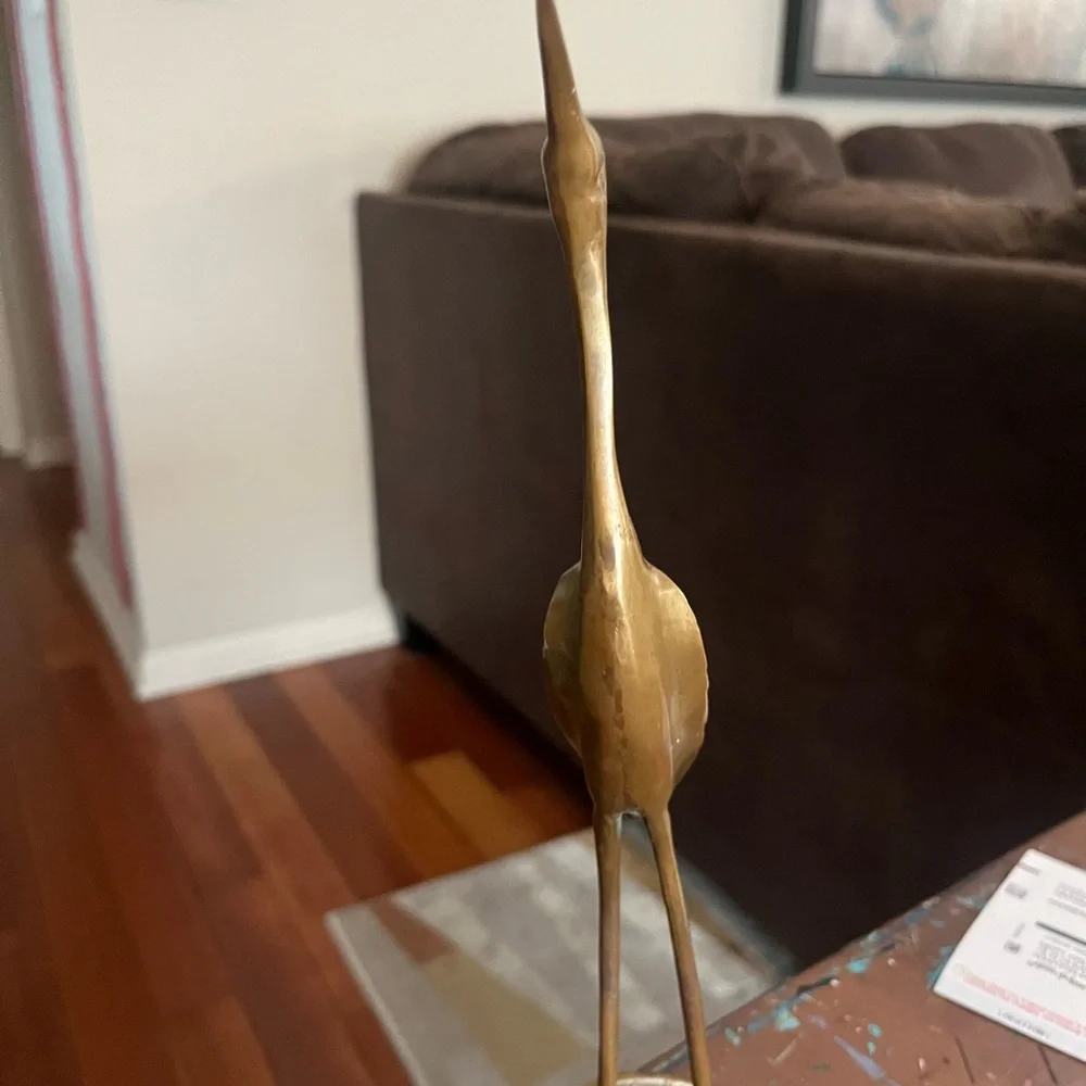 Vintage Elegant Gold Crane Figurine - Picture 2 of 7